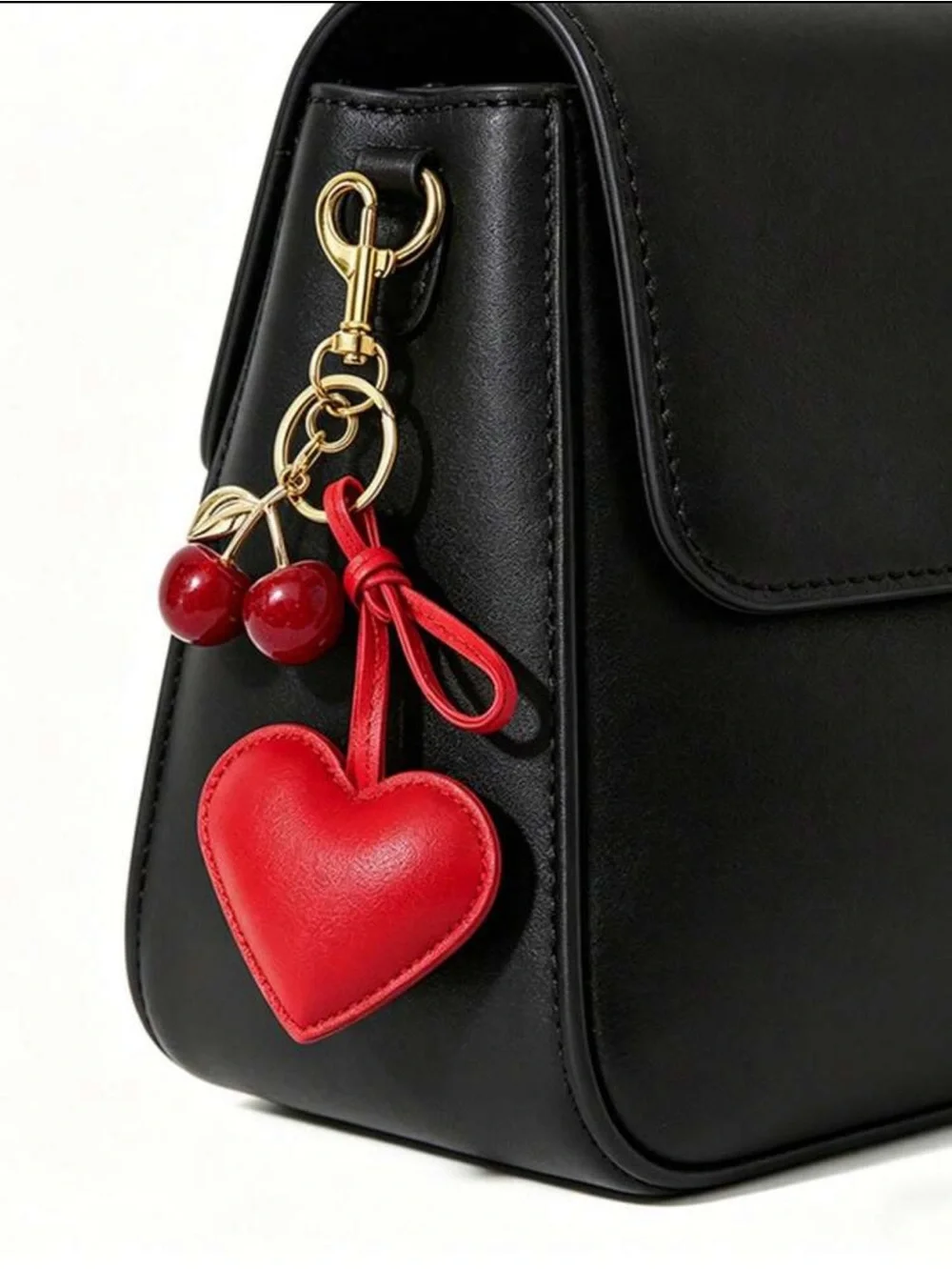 2/$25 Faux leather Red Heart & Cherry Charm (bag not included)